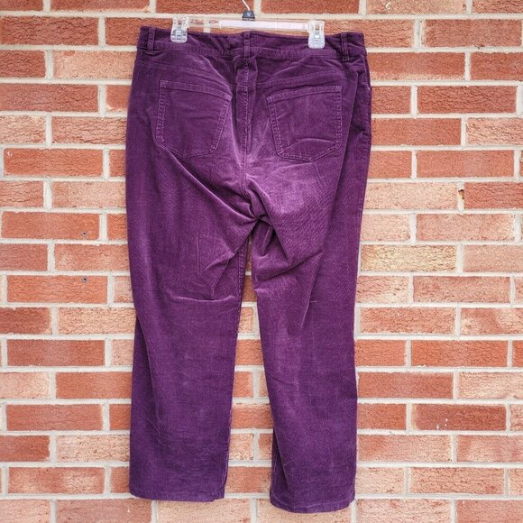 Chico's Purple Corduroy Pants Women's Size Large Short Wide Leg - Picture 2 of 7
